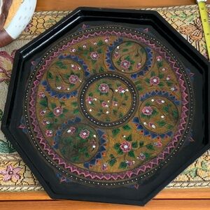 Hand-Painted Octagonal Decorative Tray